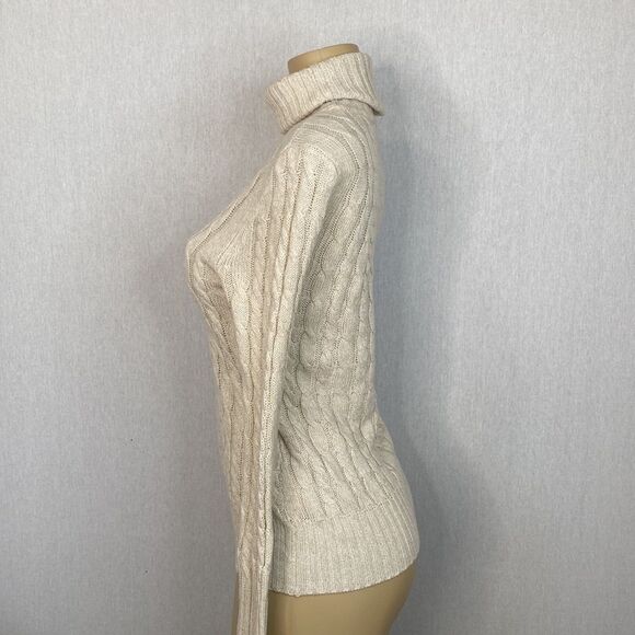 New York and Company NY&C Turtleneck sweater. Size Small. Beige, Metallic Thread - Picture 4 of 7
